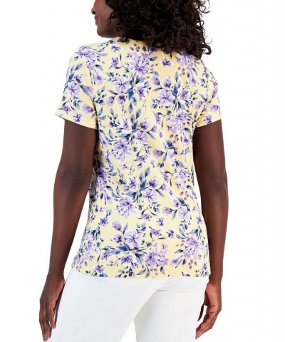 Women's Tulerie Toss Printed Knit Top Yellow $11.59 Tops