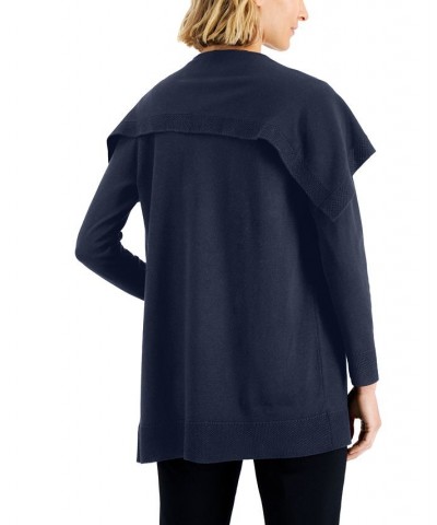 Petite Envelope-Neck Open-Front Solid Cardigan Blue $11.78 Sweaters