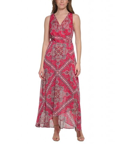 Women's Surplice Paisley Maxi Dress Magenta Multi $76.32 Dresses