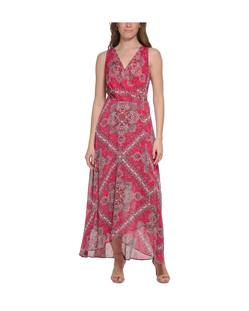 Women's Surplice Paisley Maxi Dress Magenta Multi $76.32 Dresses