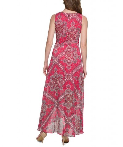 Women's Surplice Paisley Maxi Dress Magenta Multi $76.32 Dresses