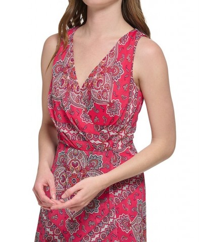 Women's Surplice Paisley Maxi Dress Magenta Multi $76.32 Dresses