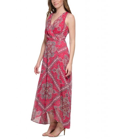 Women's Surplice Paisley Maxi Dress Magenta Multi $76.32 Dresses