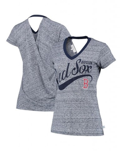 Women's Navy Boston Red Sox Hail Mary V-Neck Back Wrap T-shirt Navy $25.49 Tops