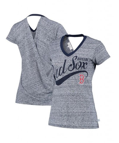 Women's Navy Boston Red Sox Hail Mary V-Neck Back Wrap T-shirt Navy $25.49 Tops