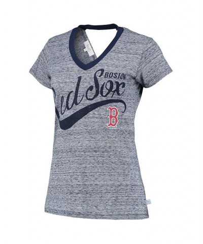 Women's Navy Boston Red Sox Hail Mary V-Neck Back Wrap T-shirt Navy $25.49 Tops