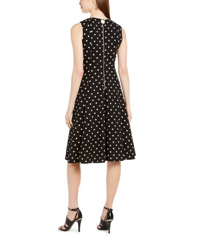 Petite Polka Dot Fit & Flare Midi Dress Black/White $40.99 Dresses