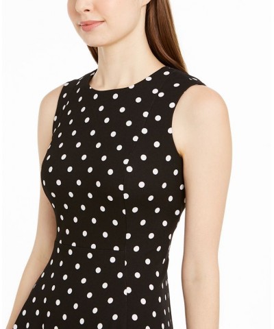 Petite Polka Dot Fit & Flare Midi Dress Black/White $40.99 Dresses