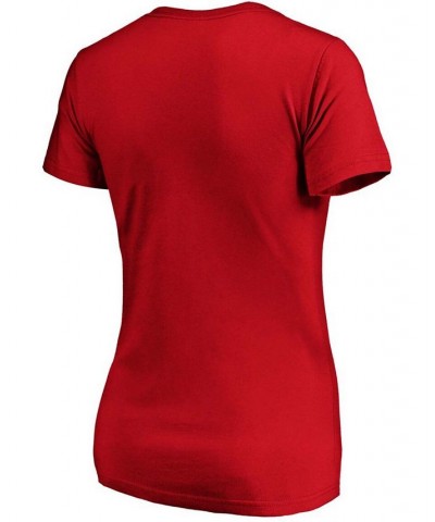 Women's Red Washington Capitals Primary Team Logo V-Neck T-shirt Red $18.80 Tops