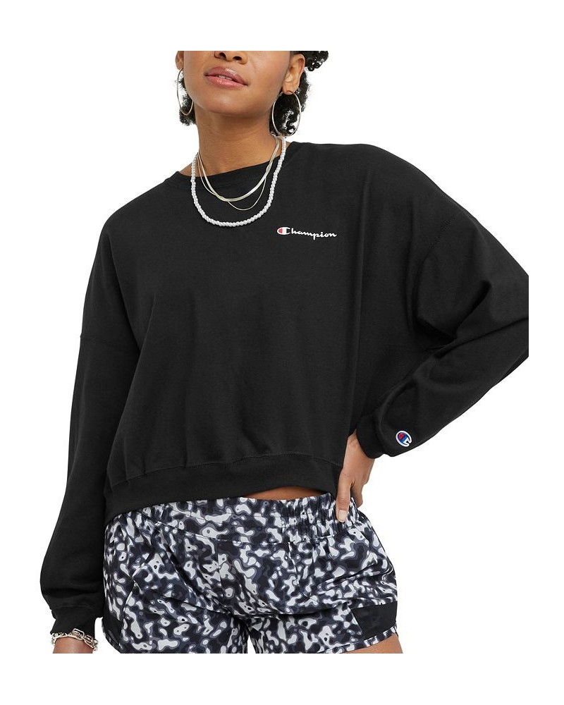 Women's Graphic Crewneck Long-Sleeve T-Shirt Black $14.86 Tops