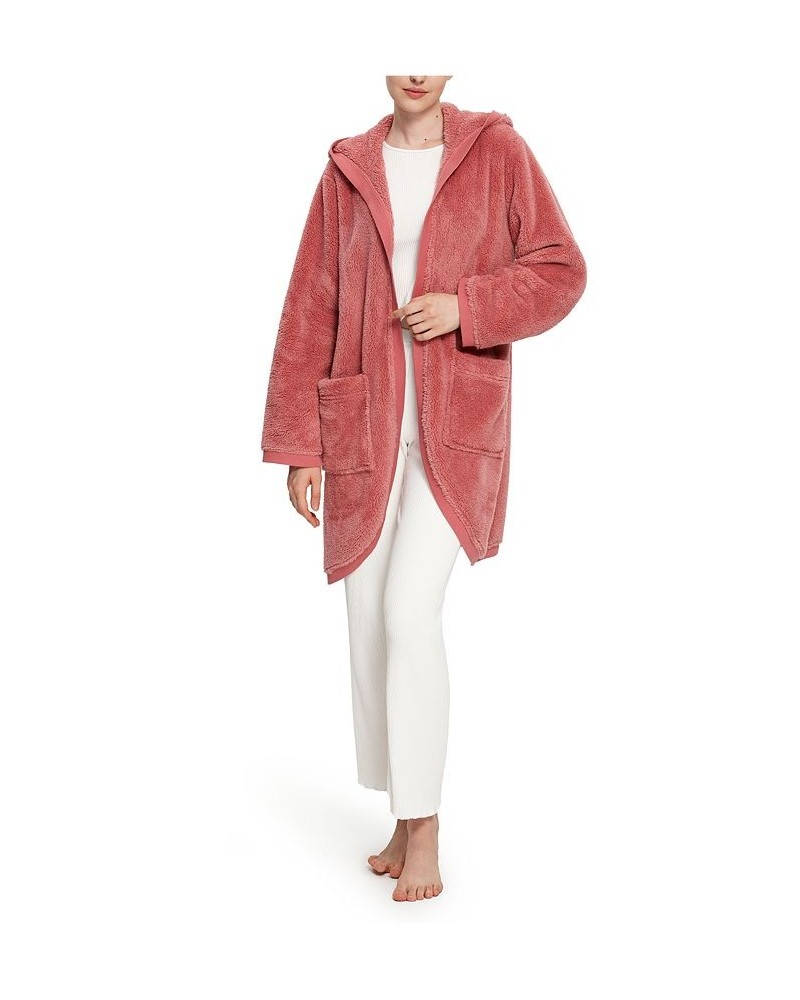 Women's Hooded Open Front Cardigan Pink $31.08 Sleepwear