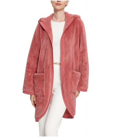 Women's Hooded Open Front Cardigan Pink $31.08 Sleepwear