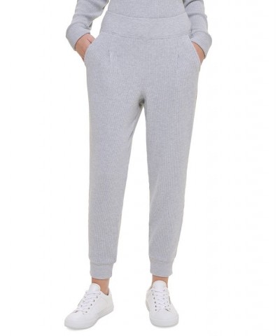 Women's High Rise Ribbed Pull-On Jogging Pants Tan/Beige $27.36 Pants