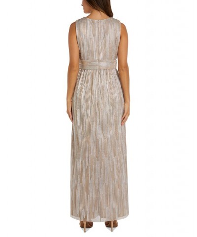 Women's Draped Open-Front Sheer Jacket & Metallic Gown Champagne $62.01 Dresses