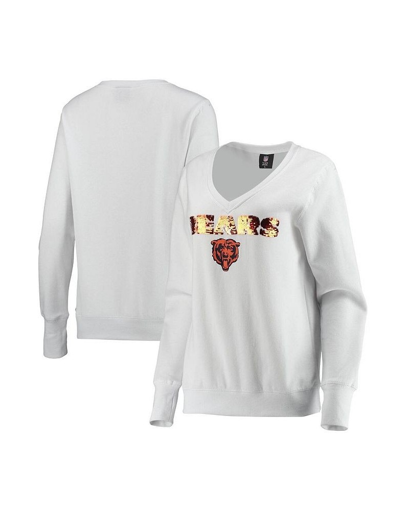 Women's White Chicago Bears Victory V-Neck Pullover Sweatshirt White $37.40 Sweatshirts