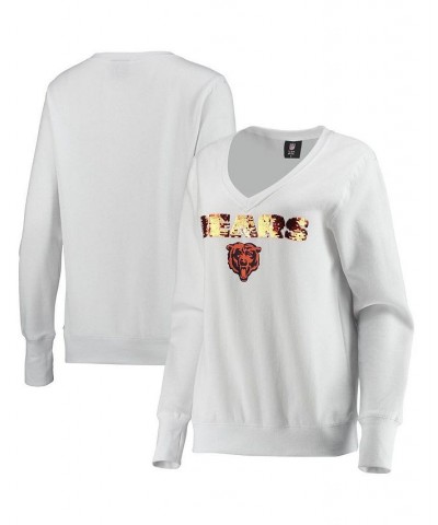 Women's White Chicago Bears Victory V-Neck Pullover Sweatshirt White $37.40 Sweatshirts