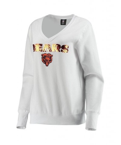 Women's White Chicago Bears Victory V-Neck Pullover Sweatshirt White $37.40 Sweatshirts