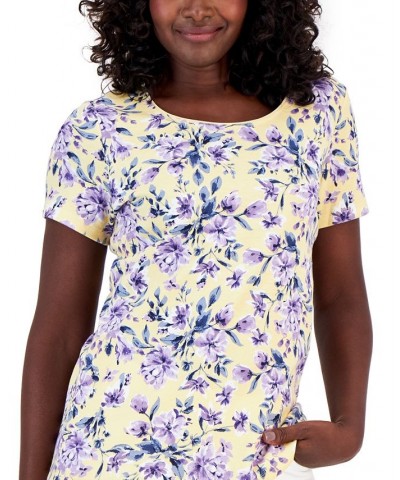 Women's Tulerie Toss Printed Knit Top Yellow $11.59 Tops