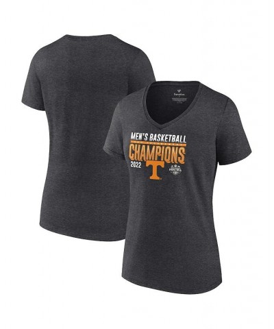 2022 SEC Women's Men's Basketball Conference Tournament Champions Locker Room V-Neck T-shirt Heathered Charcoal $20.50 Tops