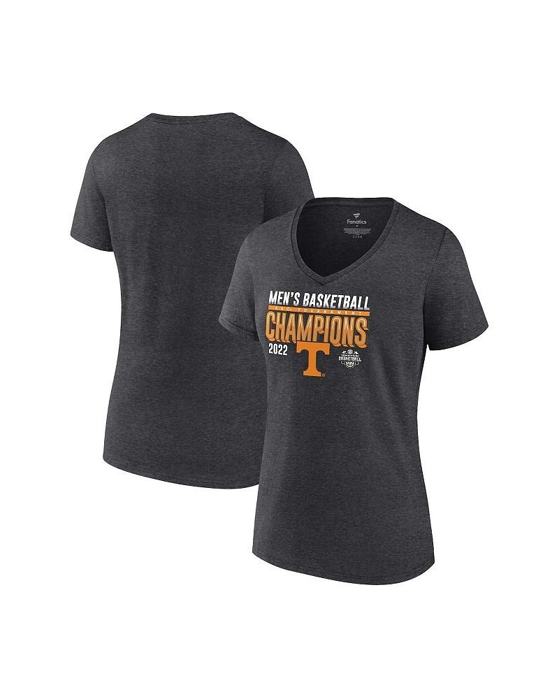 2022 SEC Women's Men's Basketball Conference Tournament Champions Locker Room V-Neck T-shirt Heathered Charcoal $20.50 Tops