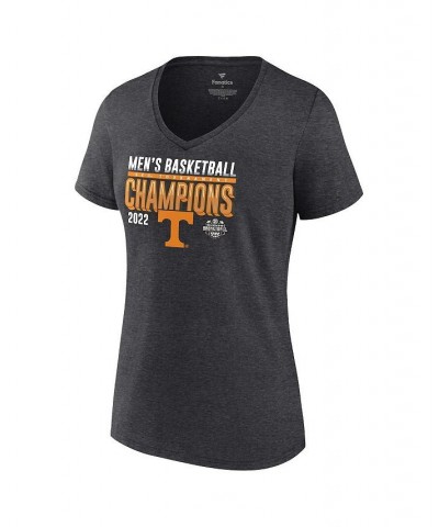 2022 SEC Women's Men's Basketball Conference Tournament Champions Locker Room V-Neck T-shirt Heathered Charcoal $20.50 Tops