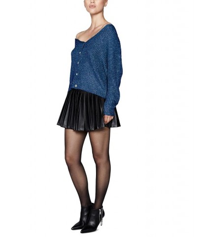 Women's Wide V-Neck Drop-Shoulder Cardigan Top Blue $22.43 Tops