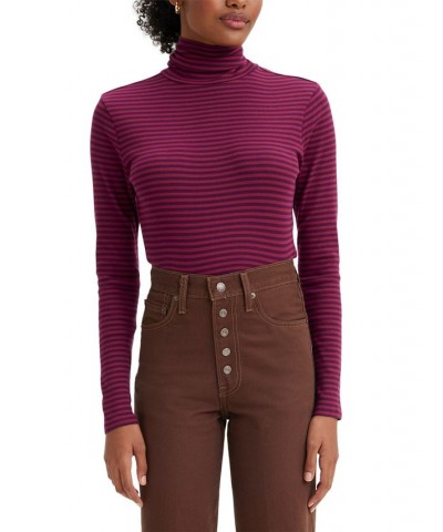 Women's Moon Rib Turtleneck Top Beet Red $13.20 Tops