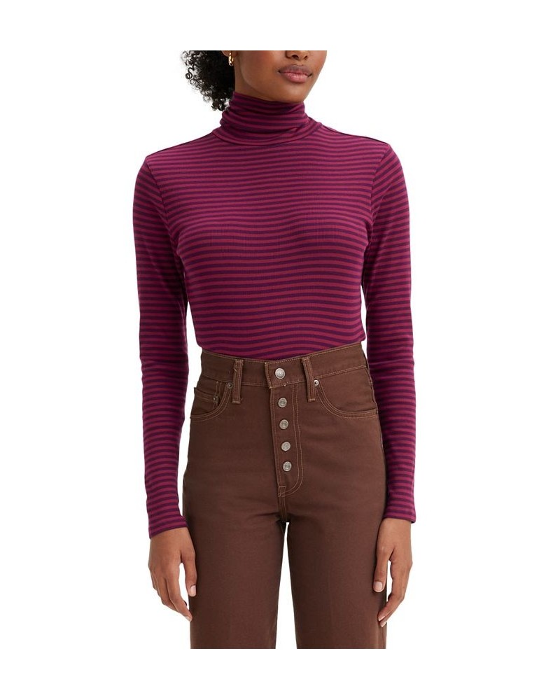 Women's Moon Rib Turtleneck Top Beet Red $13.20 Tops