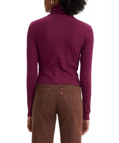 Women's Moon Rib Turtleneck Top Beet Red $13.20 Tops