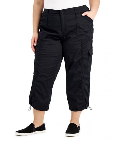 Plus Size Bungee-Hem Capri Pants Deep Black $20.85 Pants