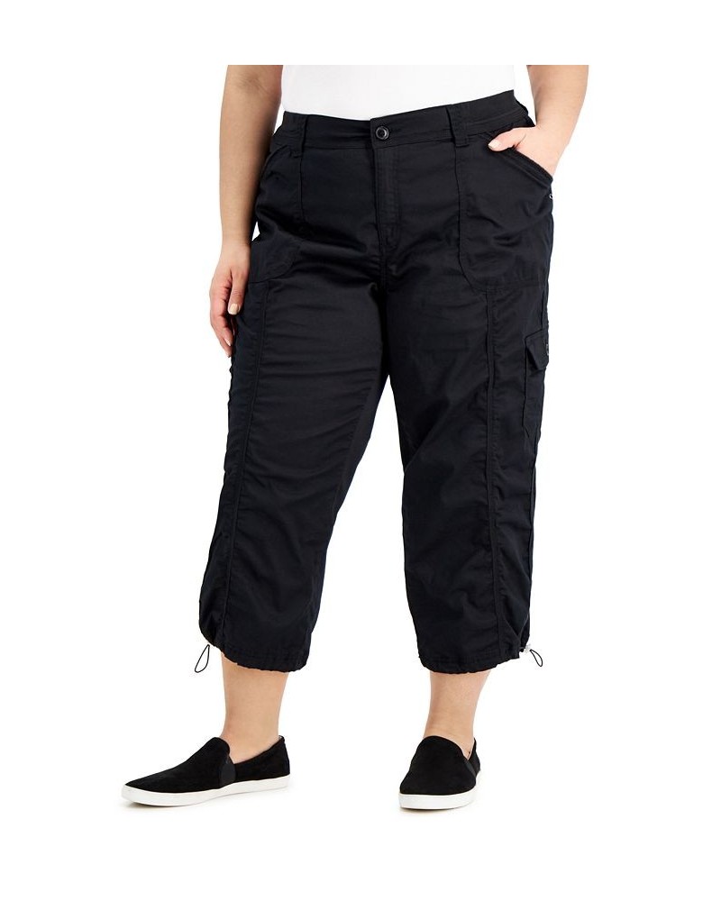 Plus Size Bungee-Hem Capri Pants Deep Black $20.85 Pants