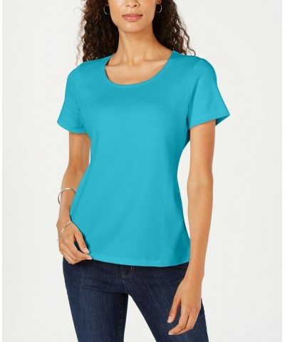 Petite Cotton Scoop-Neck Top Aqua Oasis $11.39 Tops