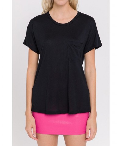 Women's Modal Pocket T-Shirt Black $20.80 Tops