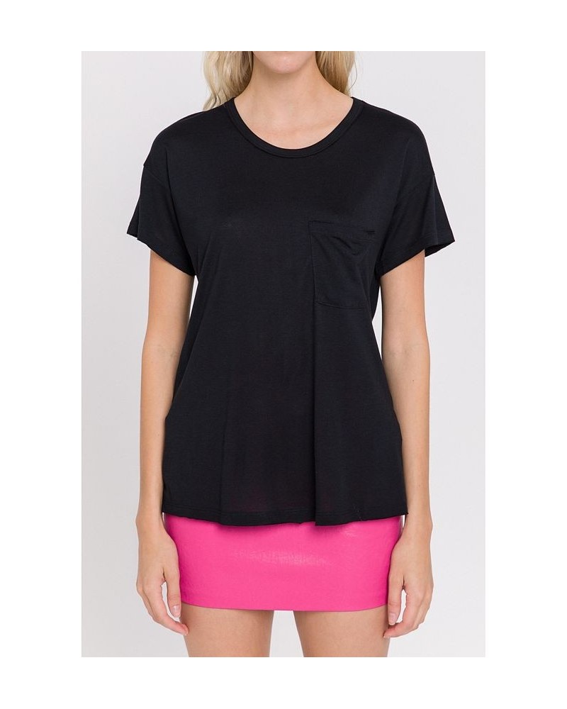 Women's Modal Pocket T-Shirt Black $20.80 Tops