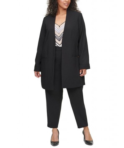 Plus Size Collarless Open-Front Topper Jacket Black $74.36 Jackets