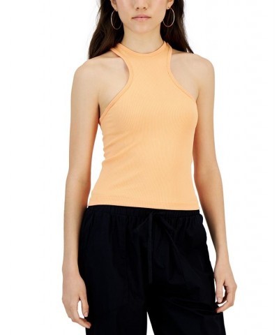 Juniors' Seamless Crewneck Tank Top Orange $11.02 Tops