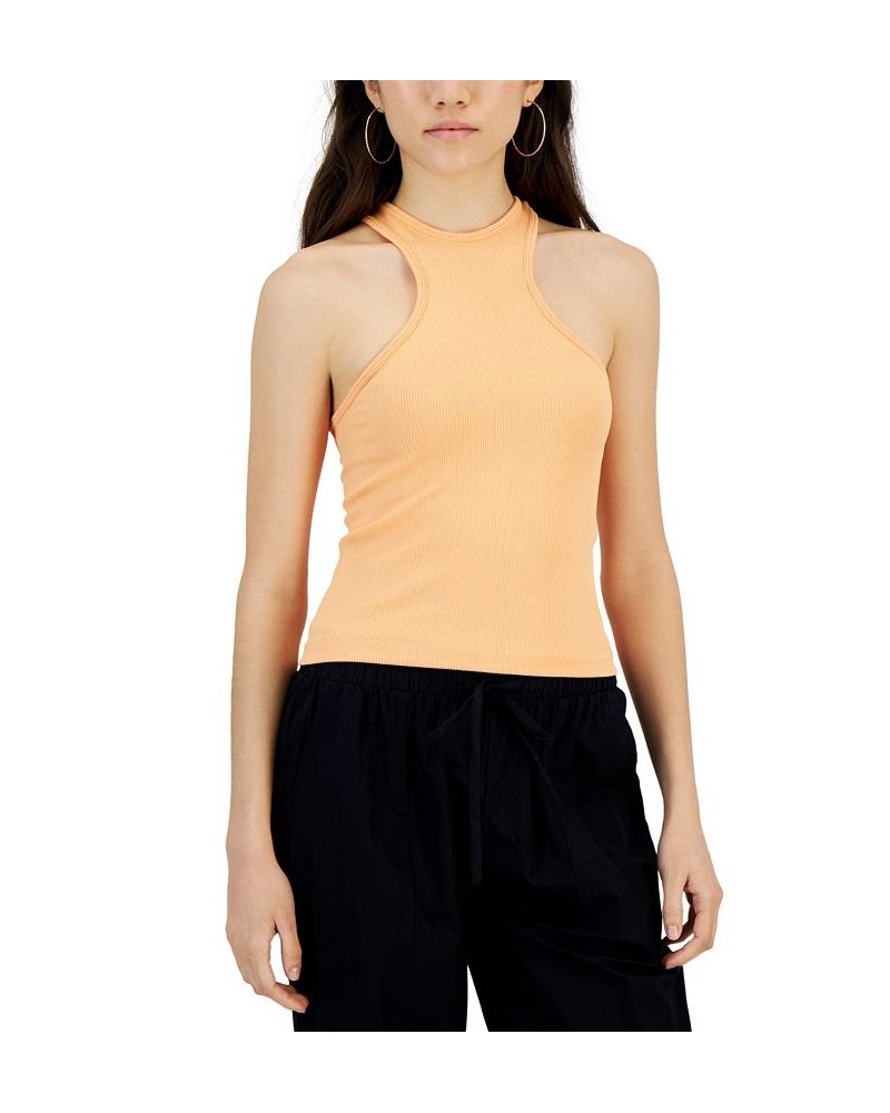 Juniors' Seamless Crewneck Tank Top Orange $11.02 Tops