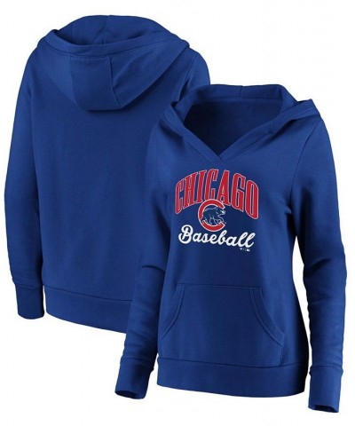 Plus Size Royal Chicago Cubs Victory Script Crossover Neck Pullover Hoodie Royal $32.00 Sweatshirts