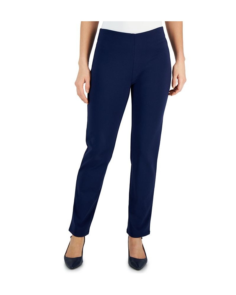 Women's Ponté Knit Pull-On Pants Blue $16.09 Pants