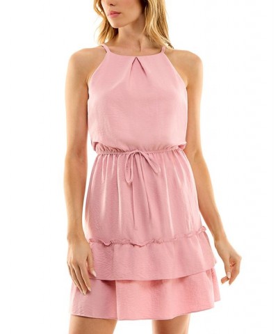 Juniors' Sleeveless Ruffled-Hem Fit & Flare Dress Pink $16.66 Dresses