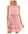 Juniors' Sleeveless Ruffled-Hem Fit & Flare Dress Pink $16.66 Dresses