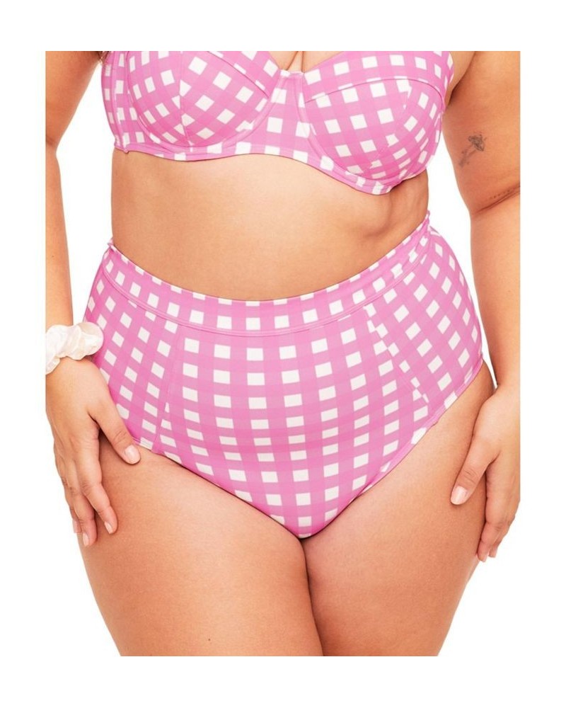 Vivien Women's Plus-Size Swimwear High-Waist Bikini Bottom Pink $10.23 Swimsuits