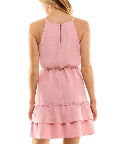 Juniors' Sleeveless Ruffled-Hem Fit & Flare Dress Pink $16.66 Dresses