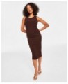 Women's Ribbed Crewneck Sleeveless Midi Dress Brown $12.20 Dresses