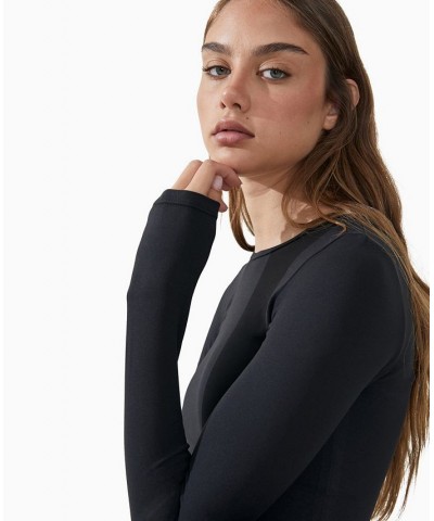 Women's Ultra Soft Fitted Long Sleeve Top Black $19.35 Tops