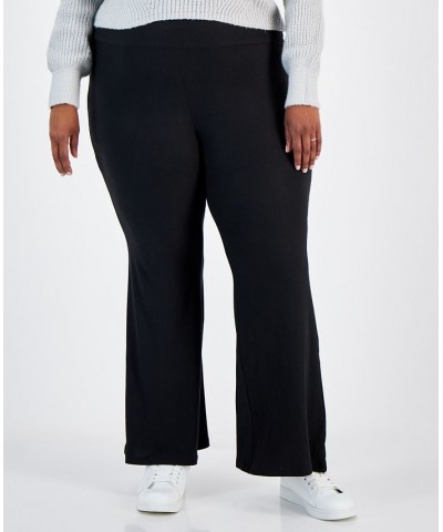 Trendy Plus Size High-Rise Pull-On Flare Pants Black $12.54 Pants