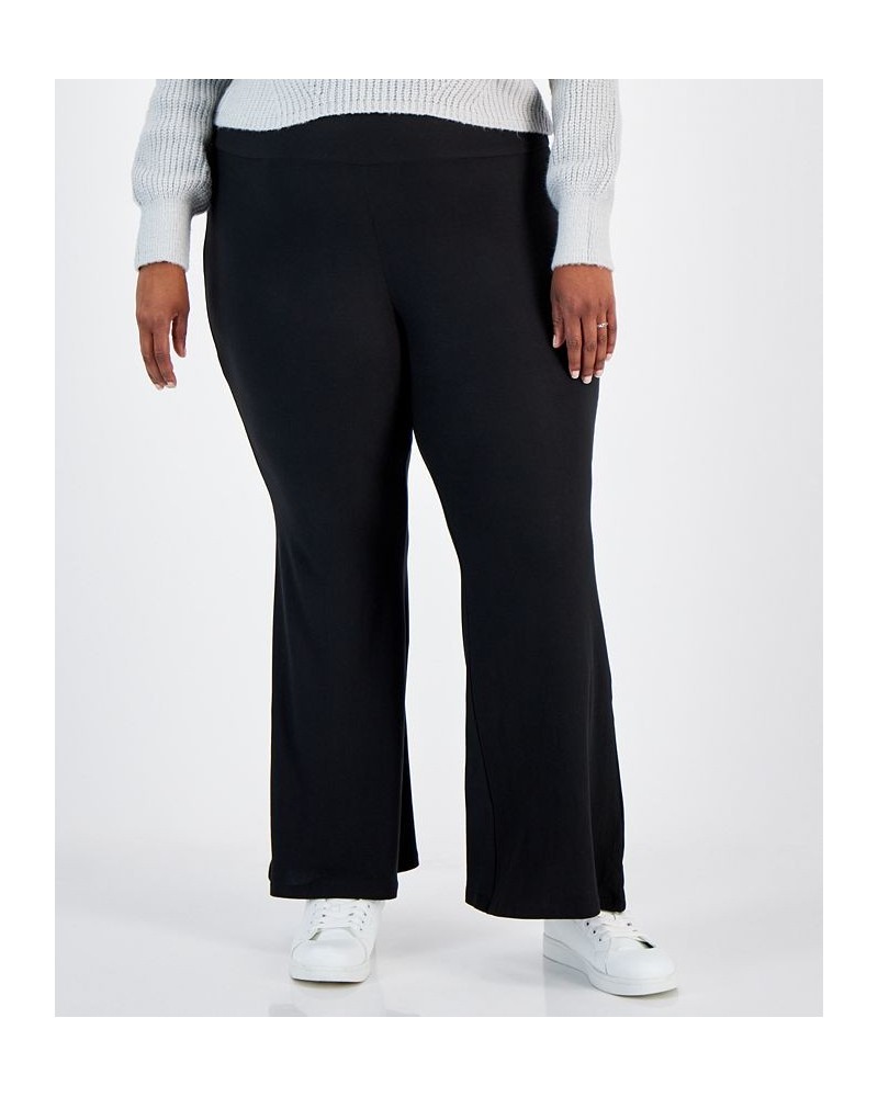 Trendy Plus Size High-Rise Pull-On Flare Pants Black $12.54 Pants