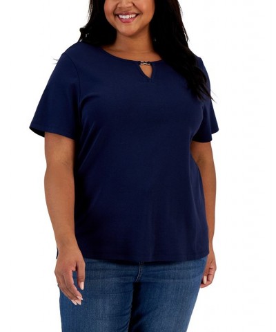 Plus Size Ladder V-Neck Top Granada Sky $14.27 Tops