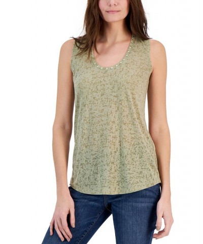 Women's Embellished Scoop-Neck Tank Top Hazy Sage $14.71 Tops