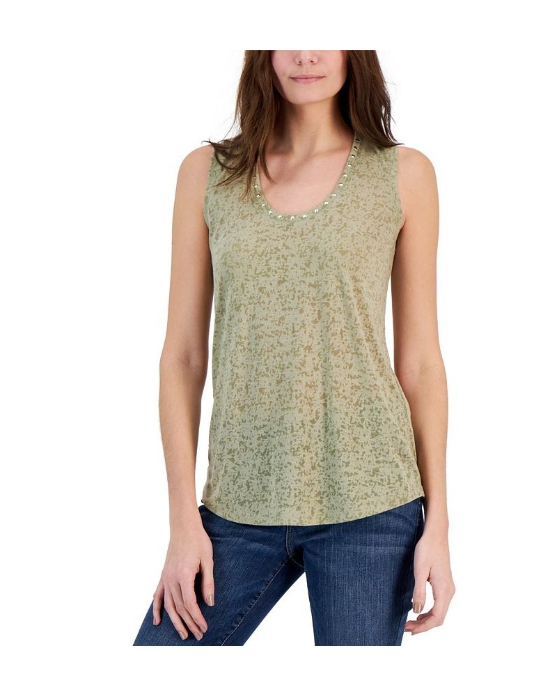 Women's Embellished Scoop-Neck Tank Top Hazy Sage $14.71 Tops